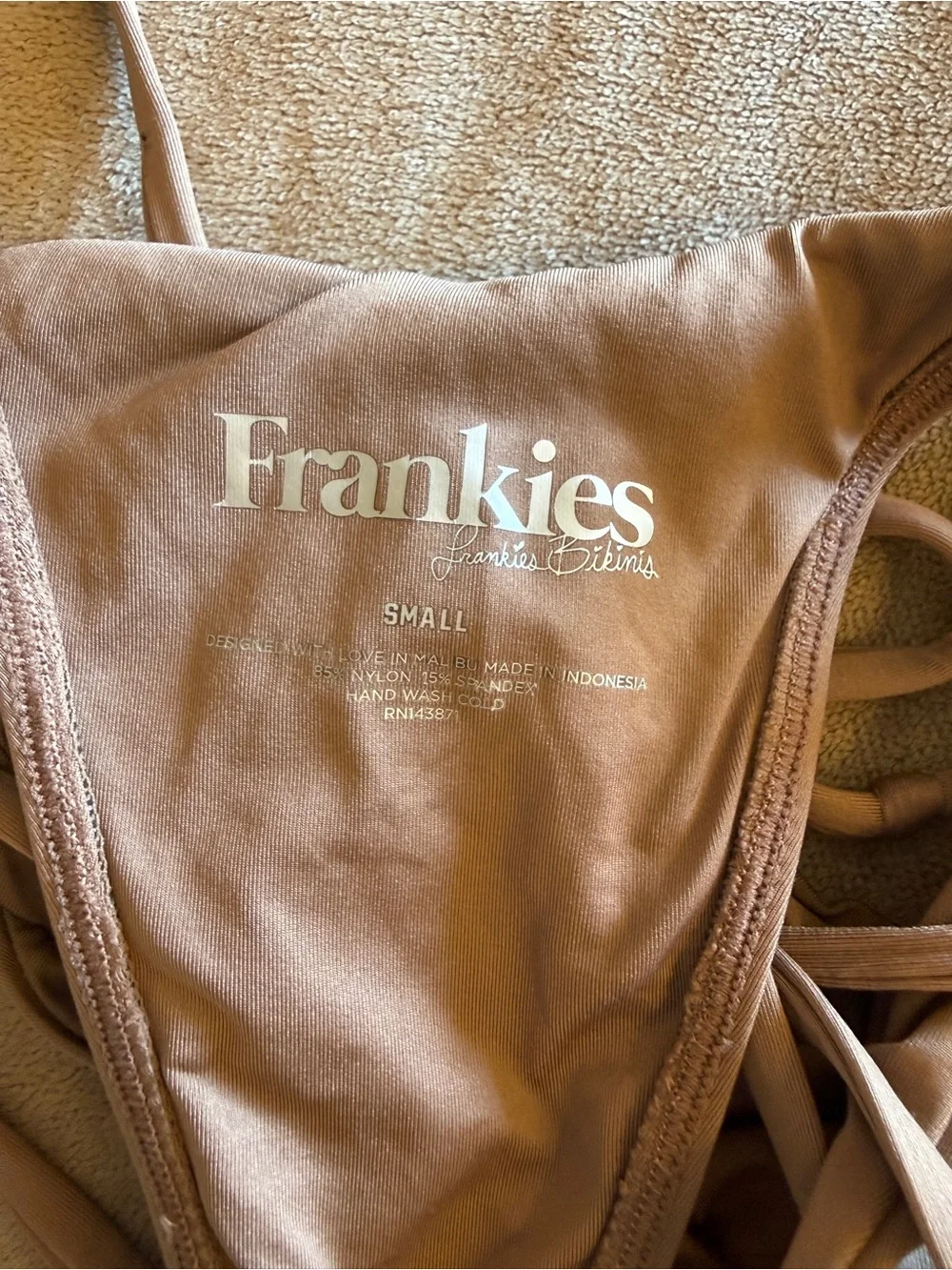Frankie’s Bikinis One-Piece Swimsuit in Tan/Light Brown - Adjustable Side Ties